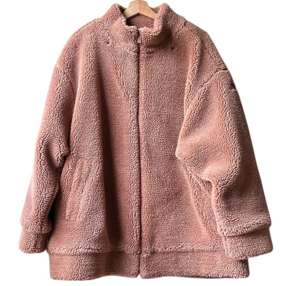 ALO Yoga Norte Sherpa Faux Fur Coat Henna Brown Chocolate Sz L